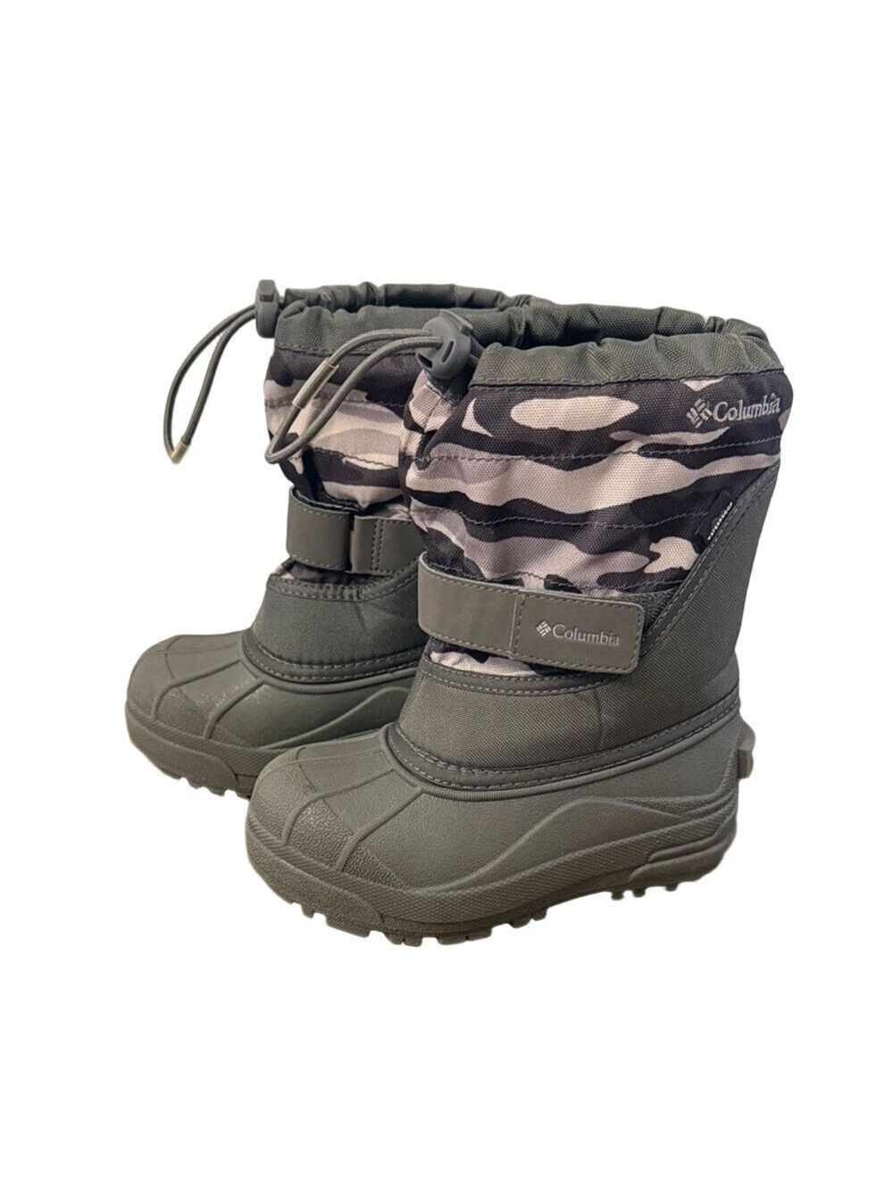Columbia Youth Snow Winter Boots Camouflage Grey Green Size 11